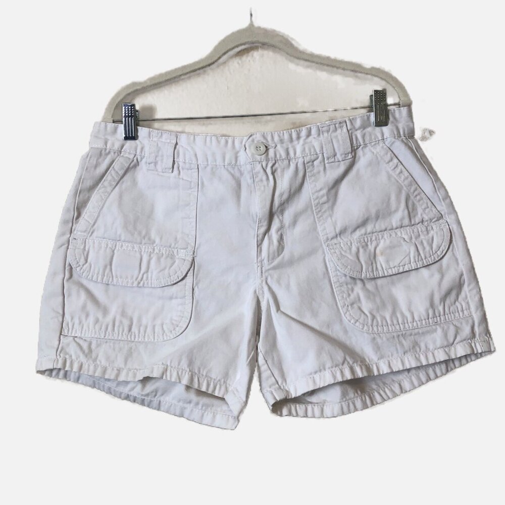 Sabree Women White Denim Shorts 100% cotton Zipper Front Pockets Size 8. Pre-own